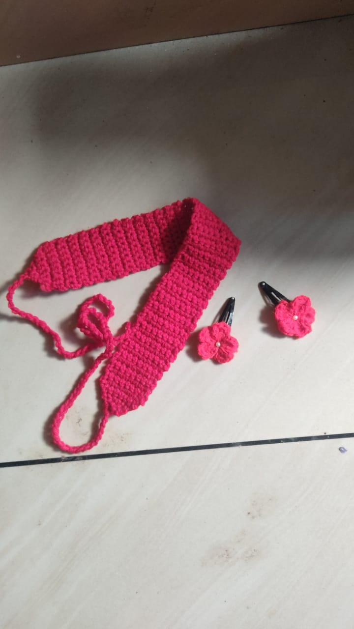 Crimson Charm Crochet Headband