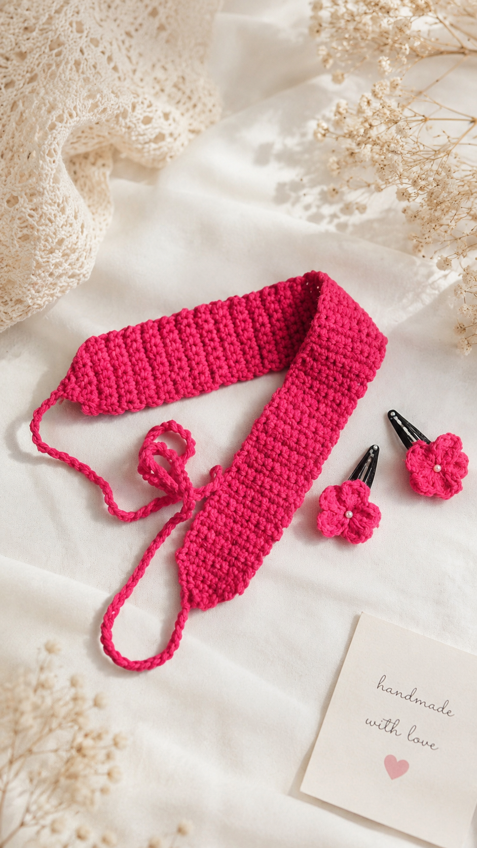Crimson Charm Crochet Headband