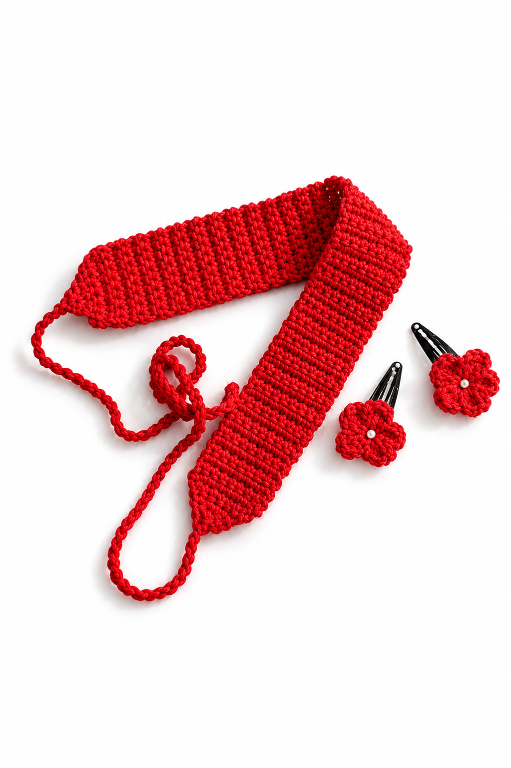 Crimson Charm Crochet Headband